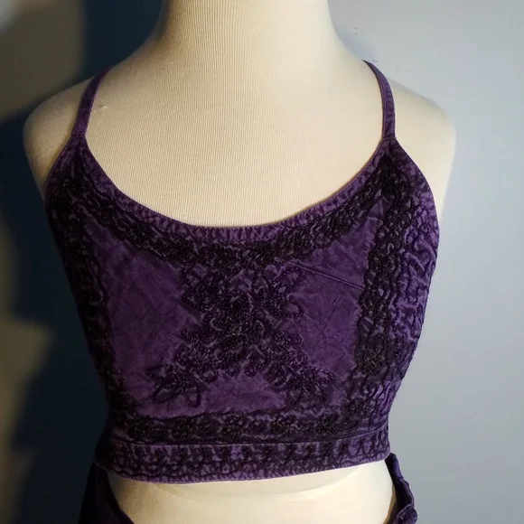 Halter and Wrap Skirt Set India Embroidered Purple Free Size - Picture 3 of 10
